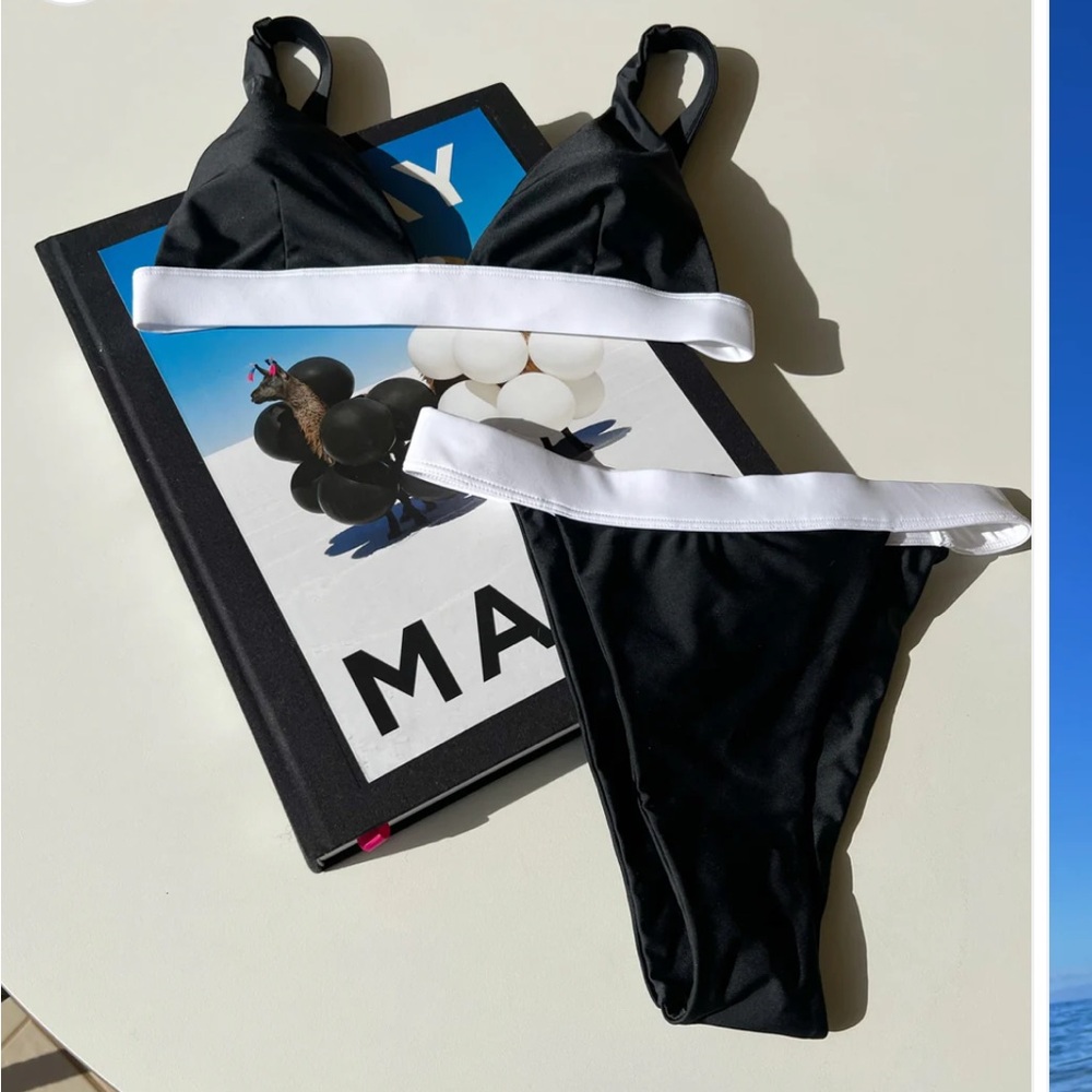 Strawberry Milk Mob Black and White Bikini